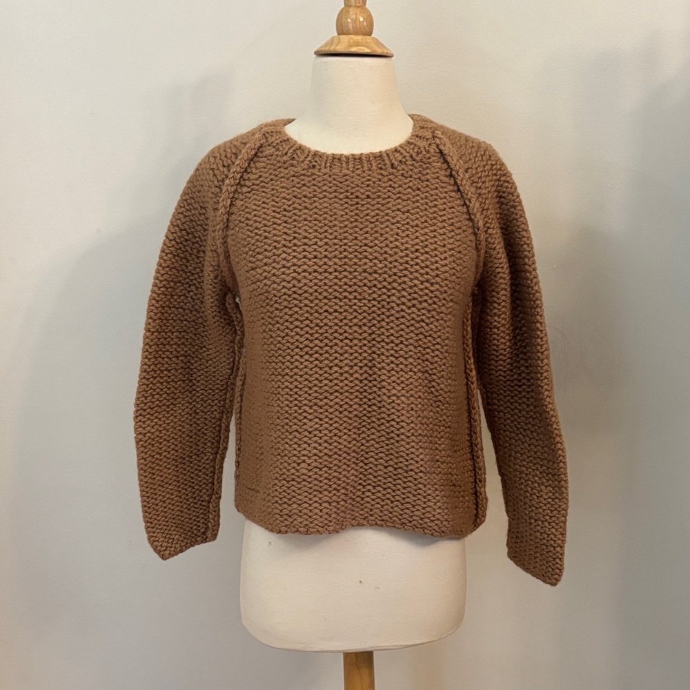 Willi Smith Tan Knit Crew‎ Neck Wool Sweater